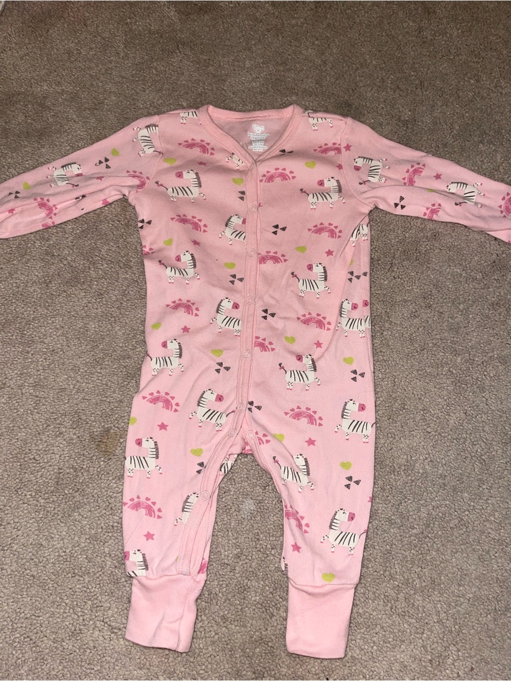 Girls' Pink Zebra Print One-Piece Pajamas